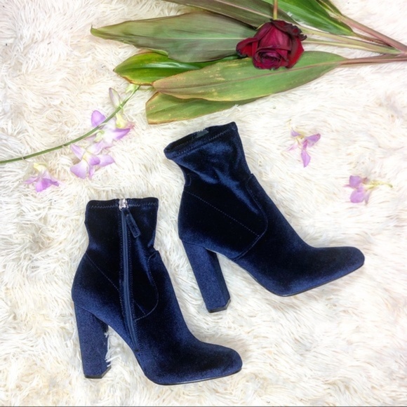 Steve Madden Shoes - Steve Madden Blue Velvet Booties